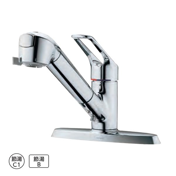 画像1: タカギ JL356MN シングルレバー混合栓 2ホール水栓 203mmピッチ用 メッキ 蛇口一体型浄水器 みず工房 クリーンシリーズ (1)