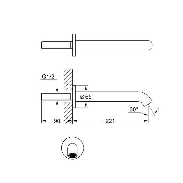 画像2: グローエ 13449DL1J 浴室用水栓 エッセンス・壁出バス吐水口1/2” ブラッシュドウォームサンセット ※受注生産品 § (2)