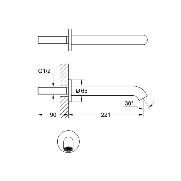 画像2: グローエ 13449GN1J 浴室用水栓 エッセンス・壁出バス吐水口1/2” ブラッシュドクールサンライズ (2)