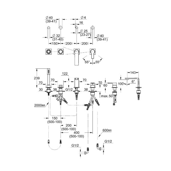 画像2: グローエ 19316AL1J 浴室用水栓 アリュール・シングルレバーデッキバスシャワー混合栓 ブラッシュドハードグラファイト ※受注生産品 § (2)