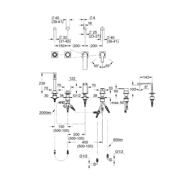 画像2: グローエ 19316DC1J 浴室用水栓 アリュール・シングルレバーデッキバスシャワー混合栓 スーパースチール ※受注生産品 § (2)
