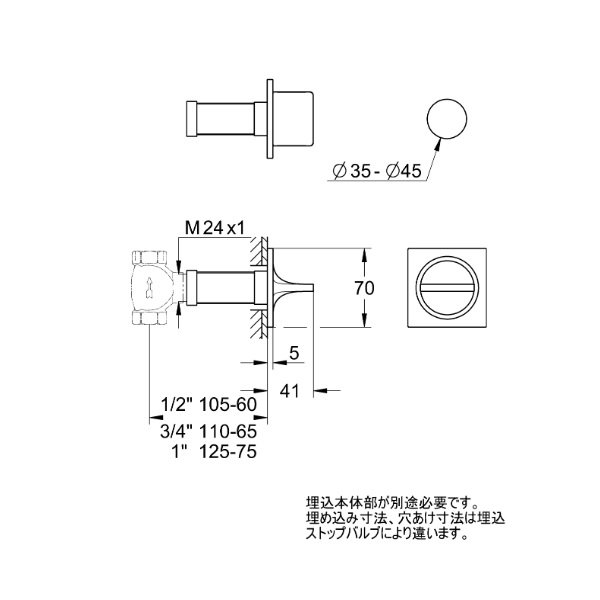 画像2: グローエ 19334DL1J 浴室用水栓 アリュール・埋込ストップバルブ化粧部 ブラッシュドウォームサンセット ※受注生産品 § (2)
