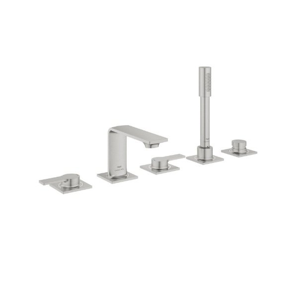 画像1: グローエ 25221DC1J 浴室用水栓 アリュール・2ハンドルデッキバスシャワー混合栓 スーパースチール ※受注生産品 § (1)