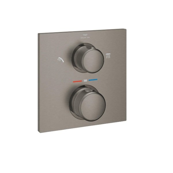 画像1: グローエ 29181AL2J 浴室用水栓 アリュール・サーモスタット シャワー2方切替埋込混合栓 化粧部 ブラッシュドハードグラファイト (1)