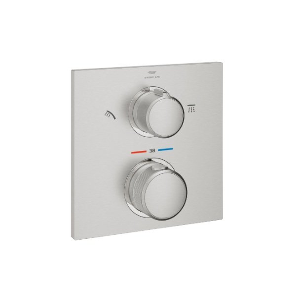 画像1: グローエ 29181DC2J 浴室用水栓 アリュール・サーモスタット シャワー2方切替埋込混合栓 化粧部 スーパースチール ※受注生産品 § (1)