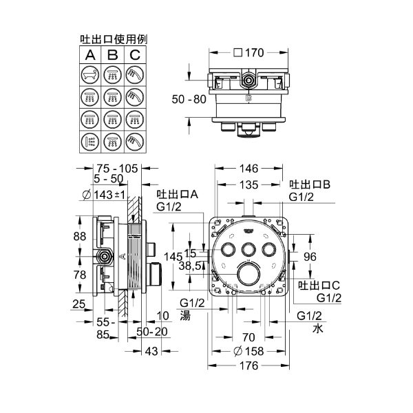 画像2: グローエ 29121DL0J 浴室用水栓 スマートコントロール サーモスタット 3バルブ混合栓 ラウンドタイプ ブラッシュドウォームサンセット 受注生産品 §♪ (2)
