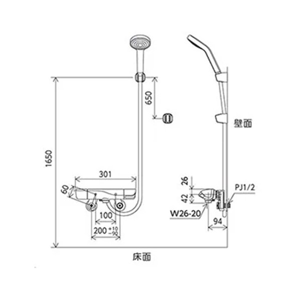 画像3: KVK FTB300KWFHST サーモスタット式シャワー 撥水 メッキワイドシャワー付 (3)