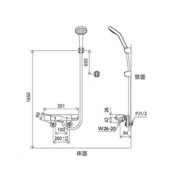 画像3: KVK FTB300KWPFHST サーモスタット式シャワー 撥水 メッキワイドワンストップシャワー付 (3)