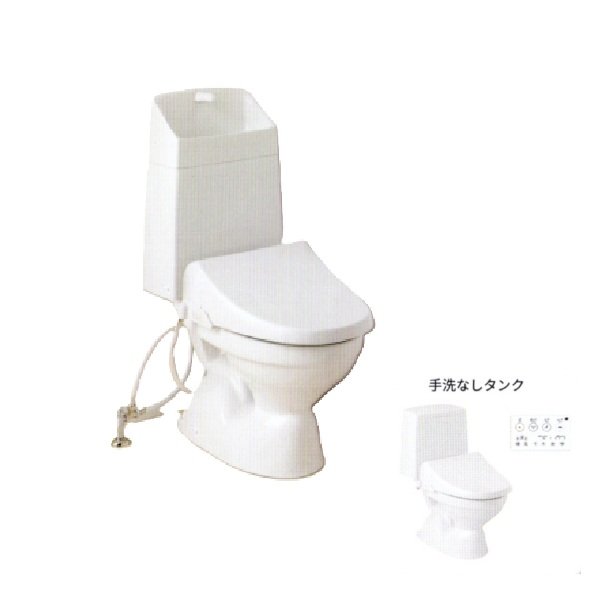 画像1: [メーカー受注停止]ジャニス工業 便器 + タンク + 温水洗浄便座 [SC8024-SGB + SV2003-0EH + JCS-210DRN BW1] 床排水 手洗無 壁リモコン ピュアホワイト BM ♪ (1)