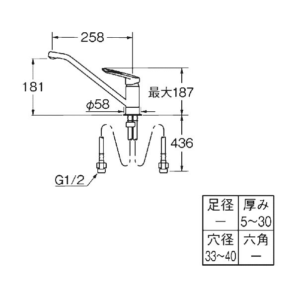 画像2: SANEI/三栄水栓 K8710TJ 混合栓 ワンホールデッキタイプ混合栓 シングルワンホール混合栓 (2)