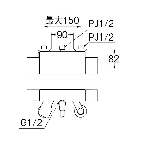 画像2: SANEI/三栄水栓 SK18502A-9S-MDP 混合栓 壁付シャワー混合栓 サーモシャワー混合栓 マットブラック 受注生産品 § (2)