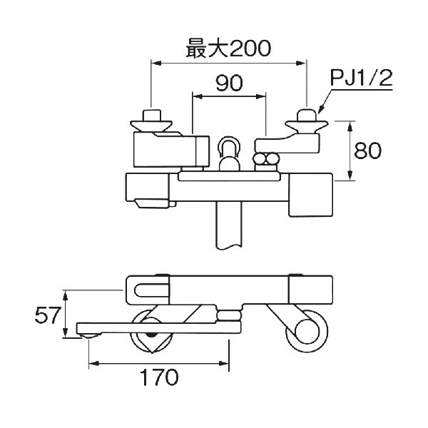 画像2: SANEI/三栄水栓 SK1811C1K 混合栓 壁付シャワー混合栓 サーモシャワー混合栓 寒冷地 (2)