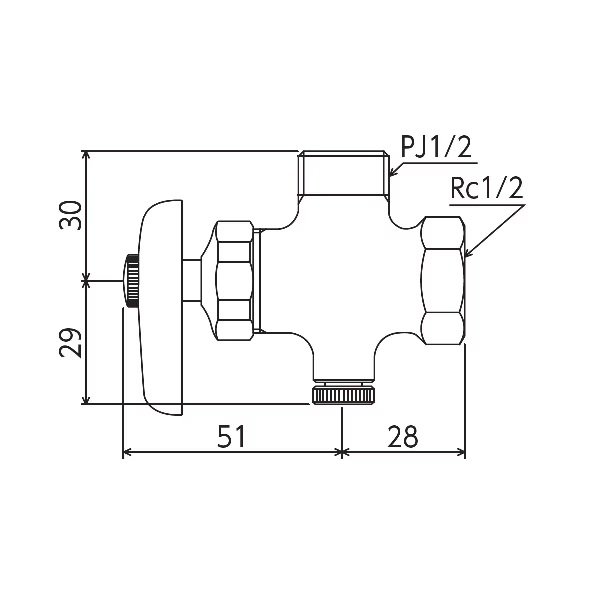 画像2: KVK K6W-P4 アングル形止水栓(水抜き付) (2)