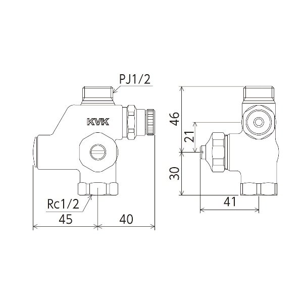 画像2: KVK K30YWAZKN-P4 ストレート形止水栓ドライバー式(水抜き付)(ストレーナ付) (2)
