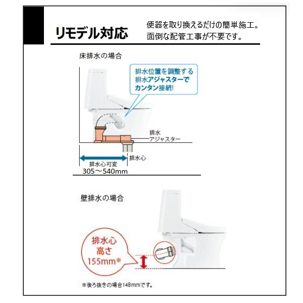 画像6: [在庫あり] TOTO CES9164PX＃SC1 (CS364BP+TCF9164) ウォシュレット一体形便器 ZR1 壁排水 排水芯155mm リモデル対応 手洗いなし パステルアイボリー ☆2 (6)