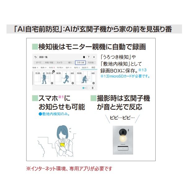 画像7: 『在庫あり』 パナソニック VL-SWE720KF インターホン 外でもドアホン テレビドアホン AI搭載ドアホン 3-7タイプ 電源コード式  ☆ (7)