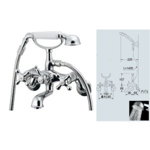 画像: 水栓金具 カクダイ　133-507　2ハンドルシャワー混合栓(壁付) [■]