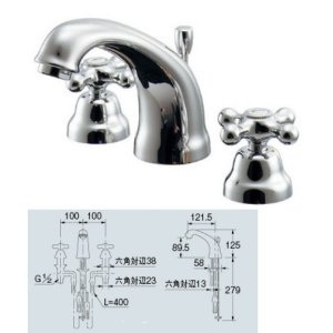 画像: 水栓金具 カクダイ　153-029　2ハンドル混合栓 [■]