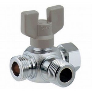 画像: 水栓金具 カクダイ　650-205-13　三方ボール切替弁(片ナットつき) [□]