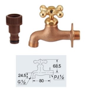 画像: ガーデニング カクダイ 701-028-13 ガーデン用横水栓(レトロ)