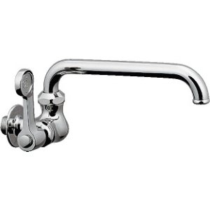 画像: 水栓金具 カクダイ　724-507-13QR　厨房用左ハンドル横形自在水栓 [□]
