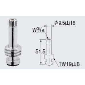 画像: 水栓金具 カクダイ　792-811　左ネジスピンドル(耐熱用・固定コマ) [□]