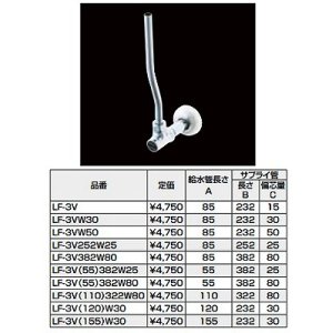 画像: 水栓部品 INAX/LIXIL　LF-3V(55)382W80　洗面器・手洗器用セット金具 止水栓 壁給水タイプ サプライ管あり [★]