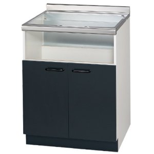 画像: リンナイ ビルトインコンロ部材　UKC-665-B　専用キャビネット 幅60cm 両開き式 後板固定タイプ ブラック扉 奥行650mm対応 [♪≦【店販】]