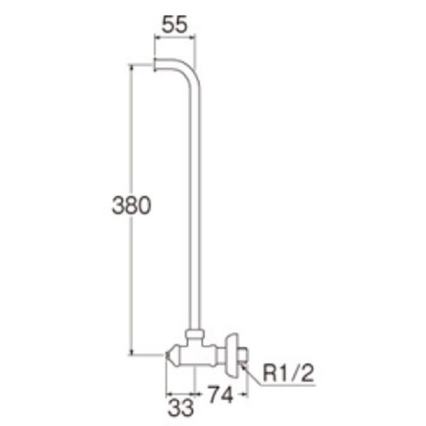 画像2: 水栓金具 三栄水栓　V223JD-13　止水栓 バルブ アングル形止水栓 D式L管止水栓 (2)