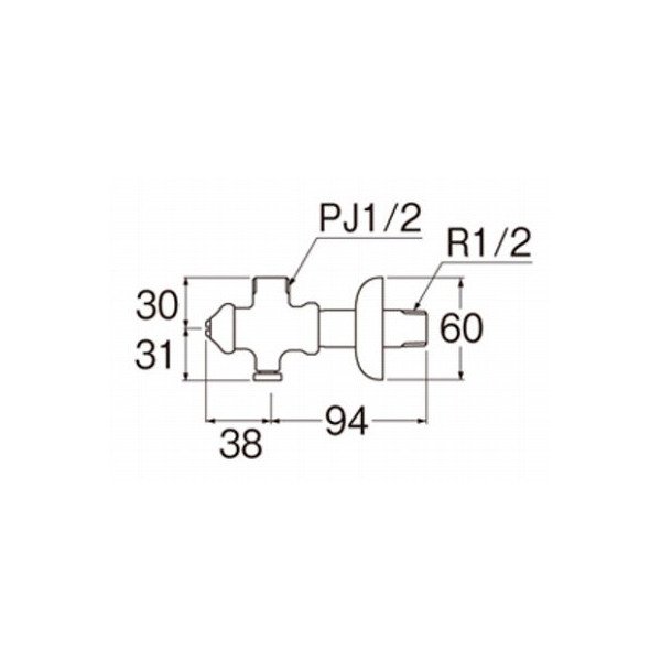 画像2: 水栓金具 三栄水栓　V225ADK-2X2-13　寒冷地 D式止水栓本体 (2)