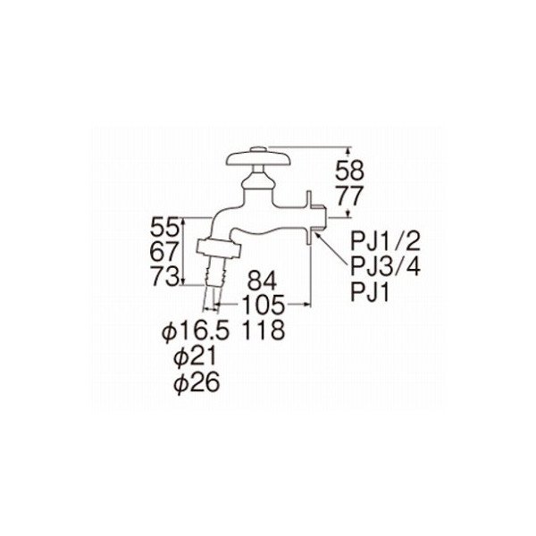 画像2: 水栓金具 三栄水栓　Y30V-13　カップリング横水栓 (2)