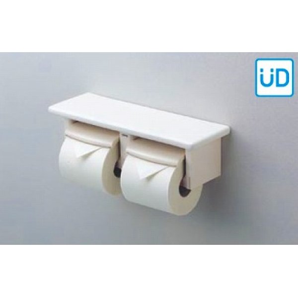 画像1: トイレ関連 TOTO　YH64SR　棚付二連紙巻器 ホワイト【＃NW1】[■] (1)