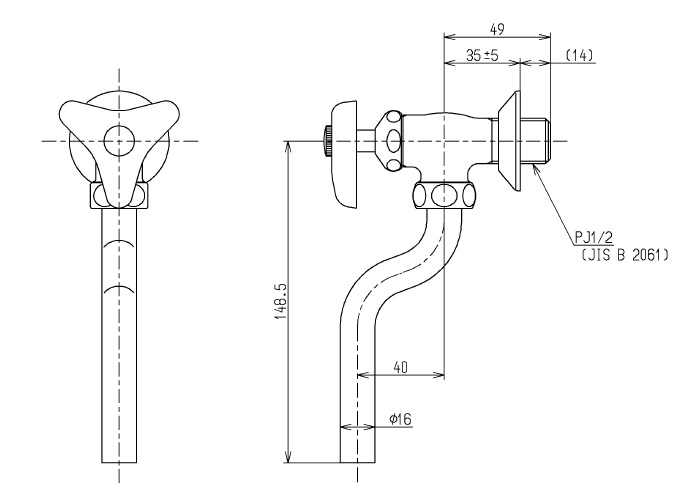 画像1: 水栓金具 TOTO　T60B1U　小便器用水栓 特定施設用器具 [■] (1)