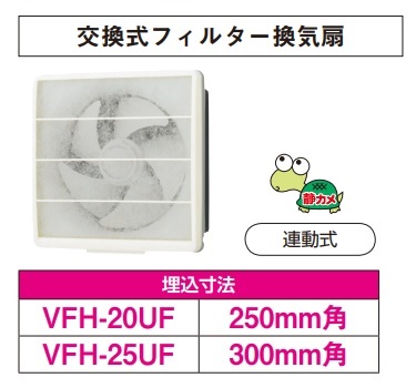 画像1: 日本キヤリア/旧東芝 VFH-25UF 換気扇 一般換気扇 羽根径 25cm 交換式フィルタータイプ 連動式 ♭ (1)