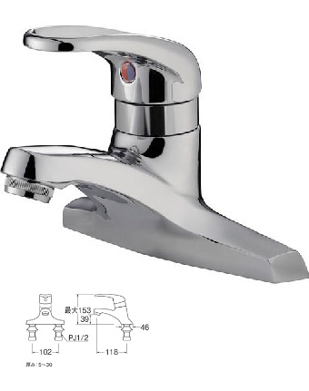 画像1: 水栓金具 三栄水栓　K57CNP-13　シングル洗面混合栓 洗面所用 ポップアップ用（引棒なし） (1)