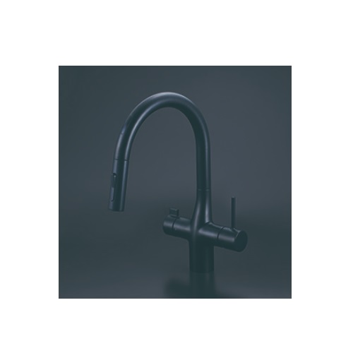画像1: KVK　KM6091ECM5　ビルトイン浄水器用シングルシャワー付混合栓（センサー） ACタイプ マットブラック 浄水カートリッジセット別売 (1)