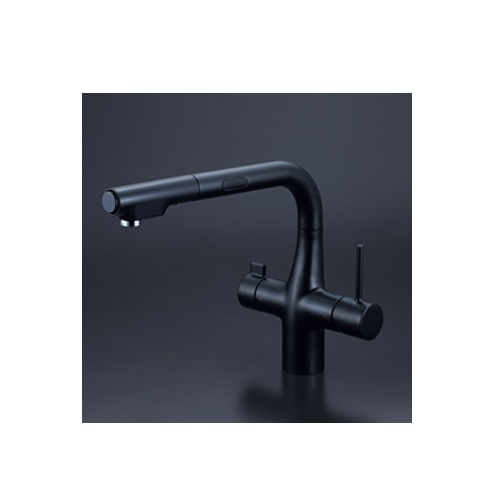 画像1: KVK　KM6131ECM5　ビルトイン浄水器用シングルシャワー付混合栓（センサー） ACタイプ マットブラック 浄水カートリッジセット別売 (1)
