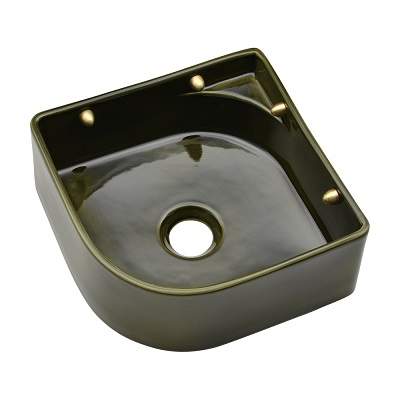 画像1: 洗面所　カクダイ　493-234-GR 壁掛手洗器 美濃焼 茶 [♪] (1)