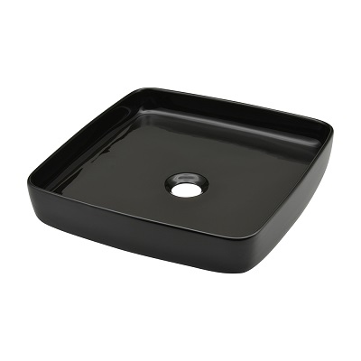 画像1: 洗面所　カクダイ　493-229-D 角型手洗器 美濃焼 ブラック [♪] (1)