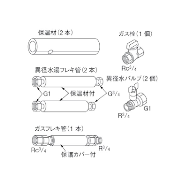 画像1: リンナイ 【UOP-E50BFS-P(A) 23-6032】 バルブフレキセットLP 業務用ガス給湯器 部材 (1)