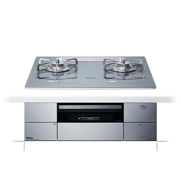 画像1: パロマ [PD-293WT-U60GQ プロパン] ビルトインコンロ AVANCE アバンセ 60cm 2口 水なし両面焼グリル ラ・クックグラン(ブラック)同梱 ノーブルディープシルバー (1)