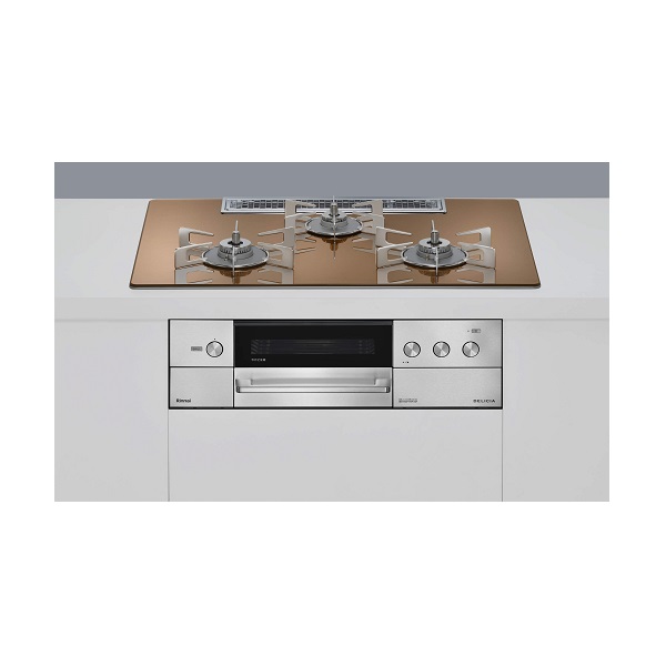 画像1: リンナイ [RHS72W38M12RCSTW 都市ガス] ビルトインコンロ 幅75cm DELICIA(デリシア) 強火力(左・右) スパークリングカッパー ザ・ココット付属 ♪ (1)