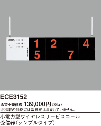 画像1: パナソニック ECE3152 小電力型ワイヤレスサービスコール受信器 シンプルタイプ (1)
