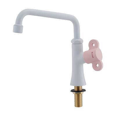 画像1: カクダイ 700-740-P 水栓金具 泡沫立形自在水栓 90°開閉ハンドル フロストピーチ (1)