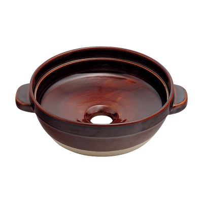 画像1: カクダイ 493-275-BR 洗面所 土鍋手洗器 和風 瑠珠 陶器製 信楽焼 置型 鰹節 [♪」 (1)