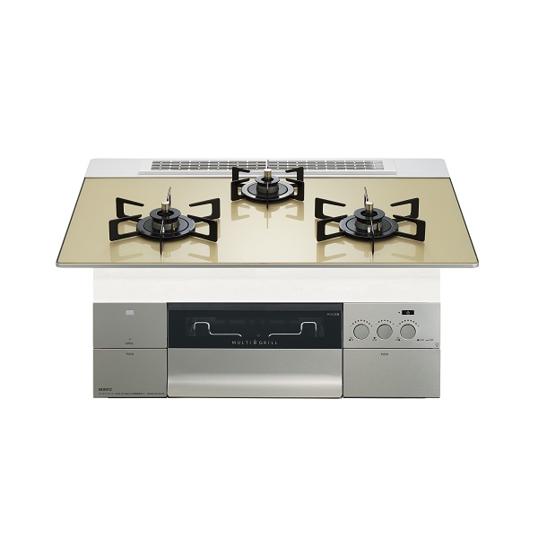 画像1: ノーリツ [N3S23PWASFSTEC 都市ガス] ビルトインコンロ PROGRE 75cm 3口 レンジフード連動 シャンパンゴールドガラストップ (N3S15PWAS6STECの後継品) ♪ (1)