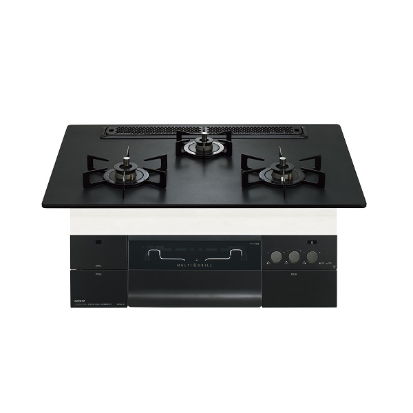 画像1: ノーリツ [N3S23PWAAFBAEC 都市ガス] ビルトインコンロ PROGRE プログレ 75cm 3口 レンジフード連動 プラチナブラックアルミトップ (N3S15PWASSTECの後継品) ♪ (1)