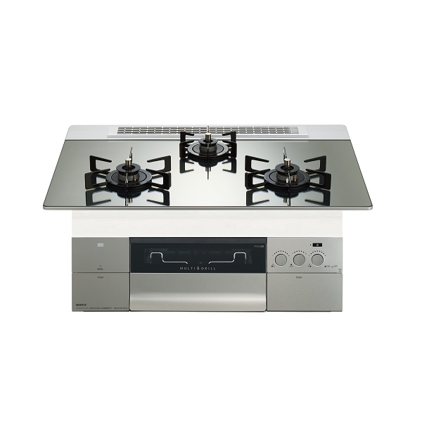 画像1: ノーリツ [N3S24PWASKSTEC 都市ガス] ビルトインコンロ PROGRE プログレ 75cm 3口 レンジフード連動 プラチナシルバーガラストップ (N3S18PWASKSTECの後継品) ♪ (1)