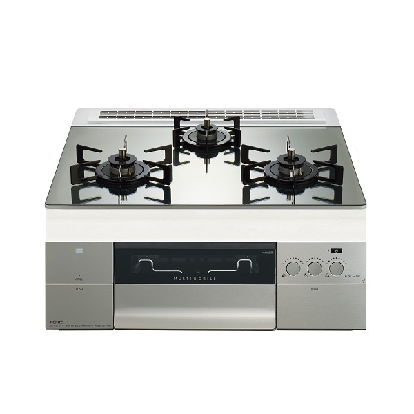 画像1: ノーリツ [N3S22PWASKSTEC プロパン] ビルトインコンロ PROGRE プログレ 60cm 3口 レンジフード連動 プラチナシルバーガラストップ (N3S14PWASKSTECの後継品) ♪ (1)