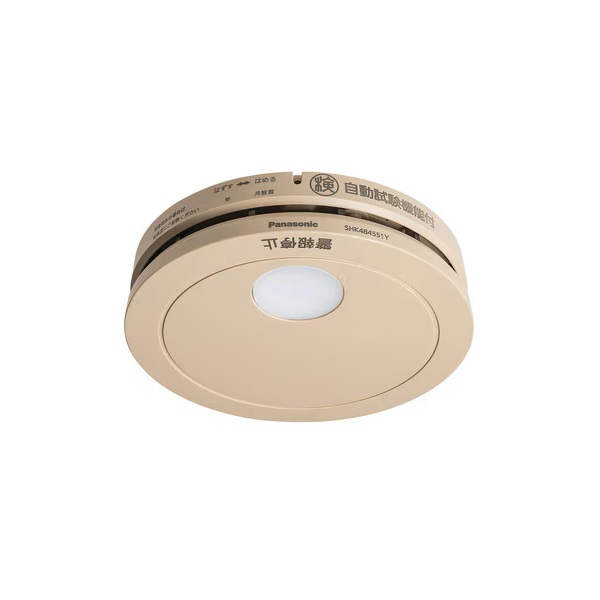 画像1: パナソニック SHK484551Y 住宅用火災警報器 けむり当番 薄型 2種 電池式 移報接点なし 電池式単独型 煙式 光電式2種 和室色 (1)